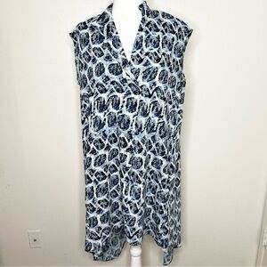 RACHEL Rachel Roy Blue Patterned Sleeveless Hi-Low Dress Size L